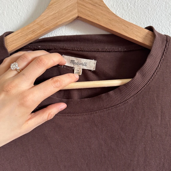 Madewell (Re)generative Cotton Ribbed Crewneck Tee - Brown size S - Picture 2 of 4